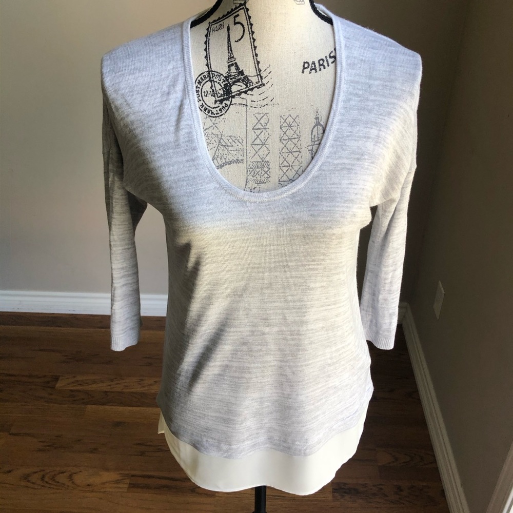 Express lightweight pullover sweater chiffon hem S